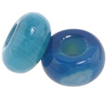 Perle Agate bleue naturelle, rondelle, grand trou, 15x11mm, Trou:Environ 5.5mm, 100PC/sac, Vendu par sac