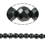 Magnetische Hämatit Perlen, rund, schwarz, Grade A, 6x6mm, Bohrung:ca. 1.5mm, Länge 15.5 ZollInch, 10SträngeStrang/Menge, verkauft von Menge