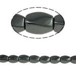 Grânulos de hematita magnética, Torção, preto, Grade A, 5x8mm, Buraco:Aprox 1.5mm, comprimento 15.5 inchaltura, 10vertentespraia/Lot, vendido por Lot