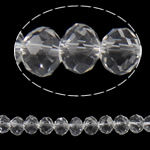 Kryształowe koraliki rondelle, Kryształ, Okrąg, imitacja kryształu CRYSTALLIZED™, kryształowy, 6x8mm, otwór:około 1.0-1.2mm, długość około 17 cal, 10nici/torba, około 80komputery/Strand, sprzedane przez torba