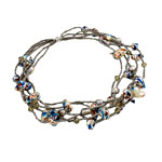 Crystal Édesvízi gyöngy nyaklánc, -val Kristály & Glass Seed Beads, sárgaréz kapocs, 13-27mm, Naponta eladott 17 inch Strand