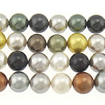South Sea Shell perler, Runde, blandede farver, 8mm, Hole:Ca. 0.8mm, Længde Ca. 16 inch, 10Strands/Bag, 50pc'er/Strand, Solgt af Bag