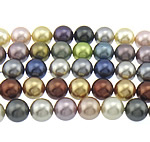 South Sea Shell perler, Runde, blandede farver, 12mm, Hole:Ca. 0.8mm, Længde Ca. 16 inch, 3Strands/Bag, 33pc'er/Strand, Solgt af Bag