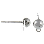 Brass Earring Stud Component iron post pin platinum color plated with loop lead & cadmium free Sold By Bag