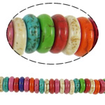 Turkis perler, Syntetisk Turkis, Rondelle, blandede farver, 8x2.50mm, Hole:Ca. 1.5mm, 150pc'er/Strand, Solgt Per Ca. 15 inch Strand