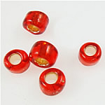 Zilver gevoerde glazen rocailles, Glas rocailles, Ronde, rood, 2x1.90mm, Gat:Ca 1mm, Verkocht door Bag