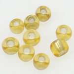 Silver Ευθυγραμμισμένος γυάλινες χάντρες Seed, Χάντρες από γυαλί Seed, Γύρος, ασημί επένδυση, κίτρινος, 2x1.90mm, Τρύπα:Περίπου 1mm, Sold Με τσάντα