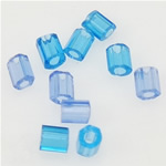 Átlátszó üveg Seed Beads, Glass Seed Beads, Cső, áttetsző, kék, 2x3mm, Lyuk:Kb 1mm, Által értékesített Bag