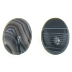 Streifen Achat Cabochon, flachoval, natürlich, flache Rückseite, schwarz, 22x30.50x8mm, 10PCs/Tasche, verkauft von Tasche