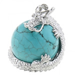 Natural Turquoise Pendant with Brass Dragon 22-27mm Approx Sold By Bag