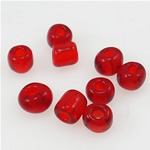 Transparant Glas Seed Beads, Glas rocailles, doorschijnend, rood, 2x3mm, Gat:Ca 1mm, Verkocht door Bag