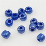 Lustered Glas frø perler, Glas Seed Beads, Rondelle, blå, 2x3mm, Hole:Ca. 1mm, Solgt af Bag