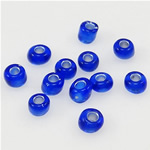 Srebrna Lined Staklo sjeme perli, Rondelle, tamno plava, 2x3mm, Rupa:Približno 1mm, Prodano By Torba