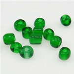 Transparente Glas Rocailles, Glas-Rocailles, Rondell, transluzent, grün, 2x3mm, Bohrung:ca. 1mm, verkauft von Tasche