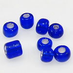 Srebrna Lined Staklo sjeme perli, Krug, srebro-postrojilo, plav, 3x3.60mm, Rupa:Približno 1mm, Prodano By Torba