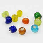 Silver fodrade glas Seed Beads, Glass Seed Beads, Rondelle, blandade färger, 3x3.60mm, Hål:Ca 1mm, Säljs av Bag