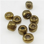 Plated Χάντρες Seed, Χάντρες από γυαλί Seed, Γύρος, επιχρυσωμένο, αντίκες χρυσό χρώμα, 3x3.60mm, Τρύπα:Περίπου 1mm, Sold Με τσάντα
