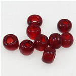 Micangas de vidro transparente, Missangas de vidro, vermelho profundo, 3x3.60mm, Buraco:Aprox 1mm, vendido por Bag