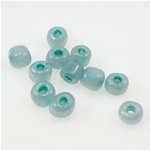 Ceylon Glas Frø Perler, Glas Seed Beads, Rondelle, grøn, 3x3.60mm, Hole:Ca. 1mm, Solgt af Bag