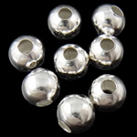Perles bijoux en fer, Rond, Placage de couleur argentée, sans plomb et cadmium, 8mm, Trou:Environ 3mm, 2000PC/sac, Vendu par sac