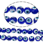 Evil Eye Lamppärlor, Lampwork, handgjord, blå, 12mm, Hål:Ca 2mm, 100PC/Bag, Säljs av Bag