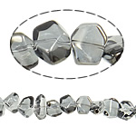 Grânulos de cristal, Pepitas, transparente acizentado, 10-14mm, Buraco:Aprox 1.2-1.5mm, comprimento 15.5 inchaltura, 20vertentespraia/Lot, vendido por Lot