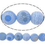 Perles agates effloresces naturelles , agate effleurant, Rond, bleu, 12mm, Trou:Environ 1.3mm, Longueur Environ 15 pouce, 5Strandstoron/lot, Vendu par lot