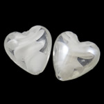 Perles murano plaquées, chalumeau, coeur, Plaquage normal, 21x19.50x12.50mm, Trou:Environ 2mm, 100PC/sac, Vendu par sac