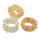 Sötvatten Pearl Finger Ring, Freshwater Pearl, med Glass Seed Beads, blandade färger, 13mm, Storlek:8, 10PC/Bag, Säljs av Bag