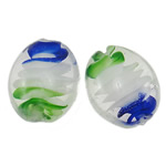 Perles de Murano à torsion intérieure, chalumeau, ovale, fait à la main, spiralé intérieurement, 22x18x9mm, Trou:Environ 2mm, 100PC/sac, Vendu par sac