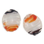 Perles de Murano à torsion intérieure, chalumeau, ovale, fait à la main, spiralé intérieurement, 22x18x9mm, Trou:Environ 2mm, 100PC/sac, Vendu par sac