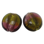 Silver Foil Lampwork Beads, Flat Round, two tone, 20x10mm, Hole:Approx 2-2.5mm, 100PCs/Bag, Sold By Bag