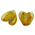 Silver Foil Lampwork Beads Heart amber Approx 1.5-2.5mm Sold By Bag