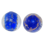 Perles de Murano sable d'or, chalumeau, Rond, 14mm, Trou:Environ 1.5-2mm, 100PC/sac, Vendu par sac