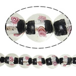 Srebrna folija lampwork perle, Krug, 14mm, Rupa:Približno 2mm, 100računala/Torba, Prodano By Torba