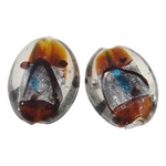 Silberfolie Lampwork Perlen, oval, Kaffeefarbe, 30x23x12mm, Bohrung:ca. 2mm, 100PCs/Tasche, verkauft von Tasche