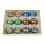 Lámpamű ujjgyűrű, Lampwork, arany homok és ezüst fólia, kevert színek, 29x28x23mm, Lyuk:Kb 18mm, Méret:8, 12PC-k/Box, Által értékesített Box