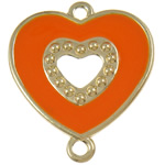 Iron Connectors Heart enamel & 1/1 loop orange nickel lead & cadmium free Approx 3mm Sold By Bag