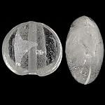 銀箔琉璃珠, ランプワーク, 楕円, シルバーフォイル, ホワイト, 15-16x14x8.2mm, 穴:約 2mm, 100パソコン/バッグ, 売り手 バッグ