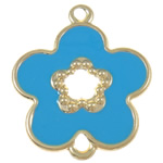 Iron Connectors Flower enamel & 1/1 loop blue nickel lead & cadmium free Approx 3mm Sold By Bag