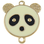 Conectores de ferro, Panda, esmalte & laço de 1/1, branco, níquel, chumbo e cádmio livre, 37x42x2mm, Buraco:Aprox 3mm, 500PCs/Bag, vendido por Bag