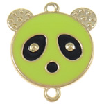 Conectores de ferro, Panda, esmalte & laço de 1/1, verde claro, níquel, chumbo e cádmio livre, 37x42x2mm, Buraco:Aprox 3mm, 500PCs/Bag, vendido por Bag