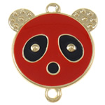 Iron Connectors Panda enamel & 1/1 loop red nickel lead & cadmium free Approx 3mm Sold By Bag