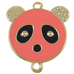Iron Connectors Panda enamel & 1/1 loop pink nickel lead & cadmium free Approx 3mm Sold By Bag