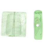 Perline di vetro Murano foglia argento, vetro lavorato, Quadrato, lamina di argento, luce verde, 20x20x5mm, Foro:Appross. 1.5mm, 100PC/borsa, Venduto da borsa
