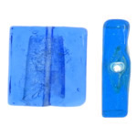 Perline di vetro Murano foglia argento, vetro lavorato, Quadrato, lamina di argento, blu acido, 20x20x5.50mm, Foro:Appross. 2mm, 100PC/borsa, Venduto da borsa