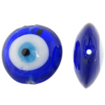 Evil Eye Lampwork gyöngyök, Lapos kerek, 20x20x10mm, Lyuk:Kb 1.5mm, 100PC-k/Bag, Által értékesített Bag