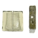Perline di vetro Murano foglia argento, vetro lavorato, Quadrato, lamina di argento, 20x20x6mm, Foro:Appross. 1.5mm, 100PC/borsa, Venduto da borsa