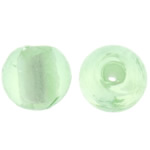 Ezüst fólia Lampwork gyöngyök, Kerek, zöld, 12mm, Lyuk:Kb 2mm, 100PC-k/Bag, Által értékesített Bag