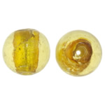 Silver Foil Lampwork Beads, Round, amber, 12mm, Hole:Approx 1.5mm, 100PCs/Bag, Sold By Bag